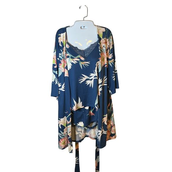 Floral by Flora Nikrooz Cami Short & Robe Floral 3 Pc Pajama Set Medium NWOT - Picture 2 of 16